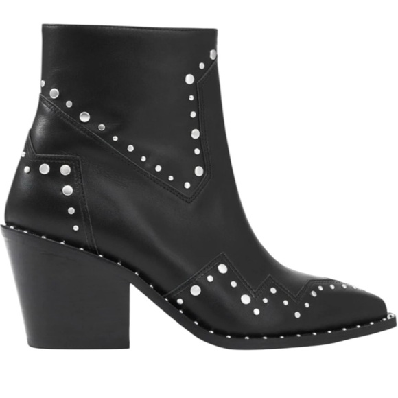 The Kooples Santiago Western Black Ankle Boots with Studs Size EU 39